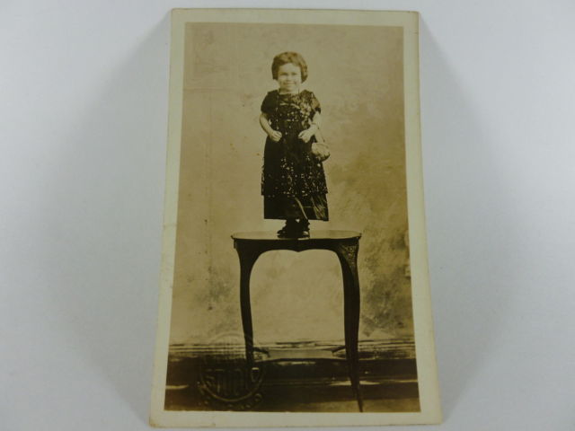 1900's Vintage Postcard Side Show Tiny Miss Adams Allentown Circus