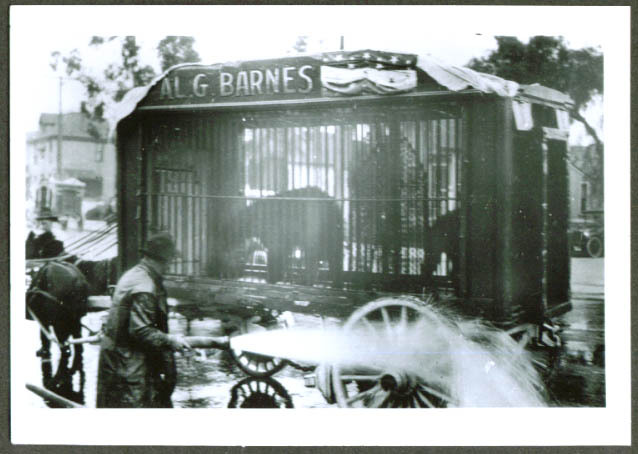 Al G Barnes Circus hosing bear cage photo 1921