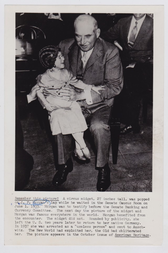 circus side show      J. P. Morgan and Circus Midget Freak 1933