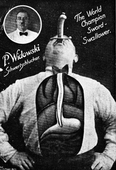 sideshow P. Widowski The World Champion Sword Swallower  1900s
