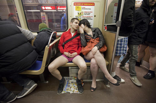 Sideshow Freaks  International event Chicago  No Pants Subway Ride - January 2014 - Chicago, USA  sideshow of life  sideshow performer sideshow 